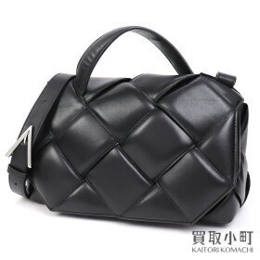 Bottega Veneta Nero Padded Leather Top Handle Bag Maxi Intrecciato Shoulder
